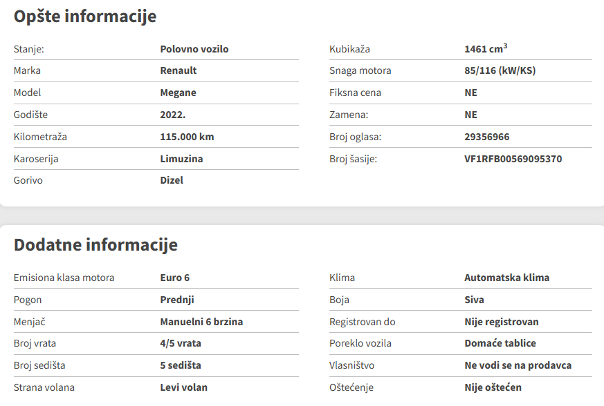 Renault Megane Grandcoupe 1.5 Equilibre DCI 115 MT6 115.000km